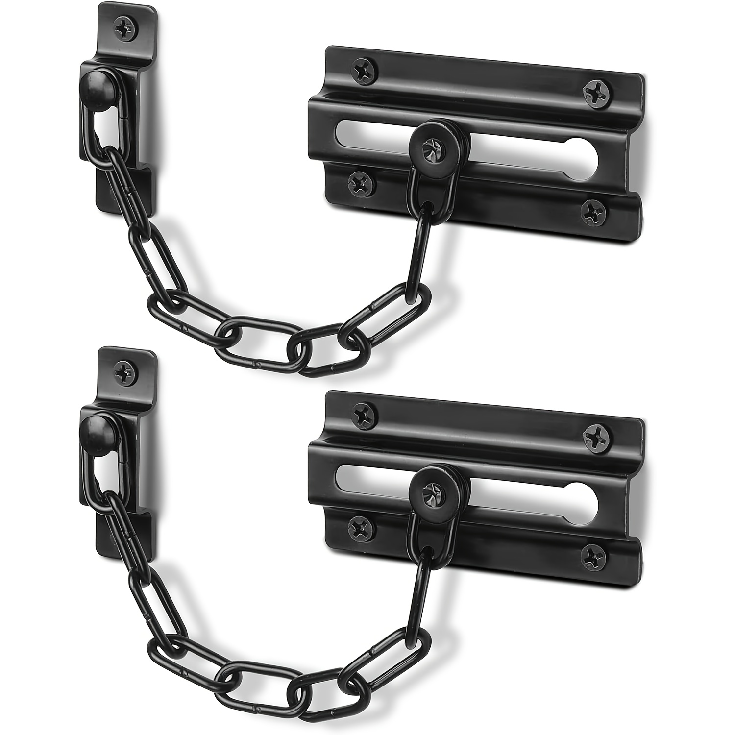 Security Chain Door - 2-pack deurkettingslot zwart, beveiligingsdeurketting voor binnendeuren,