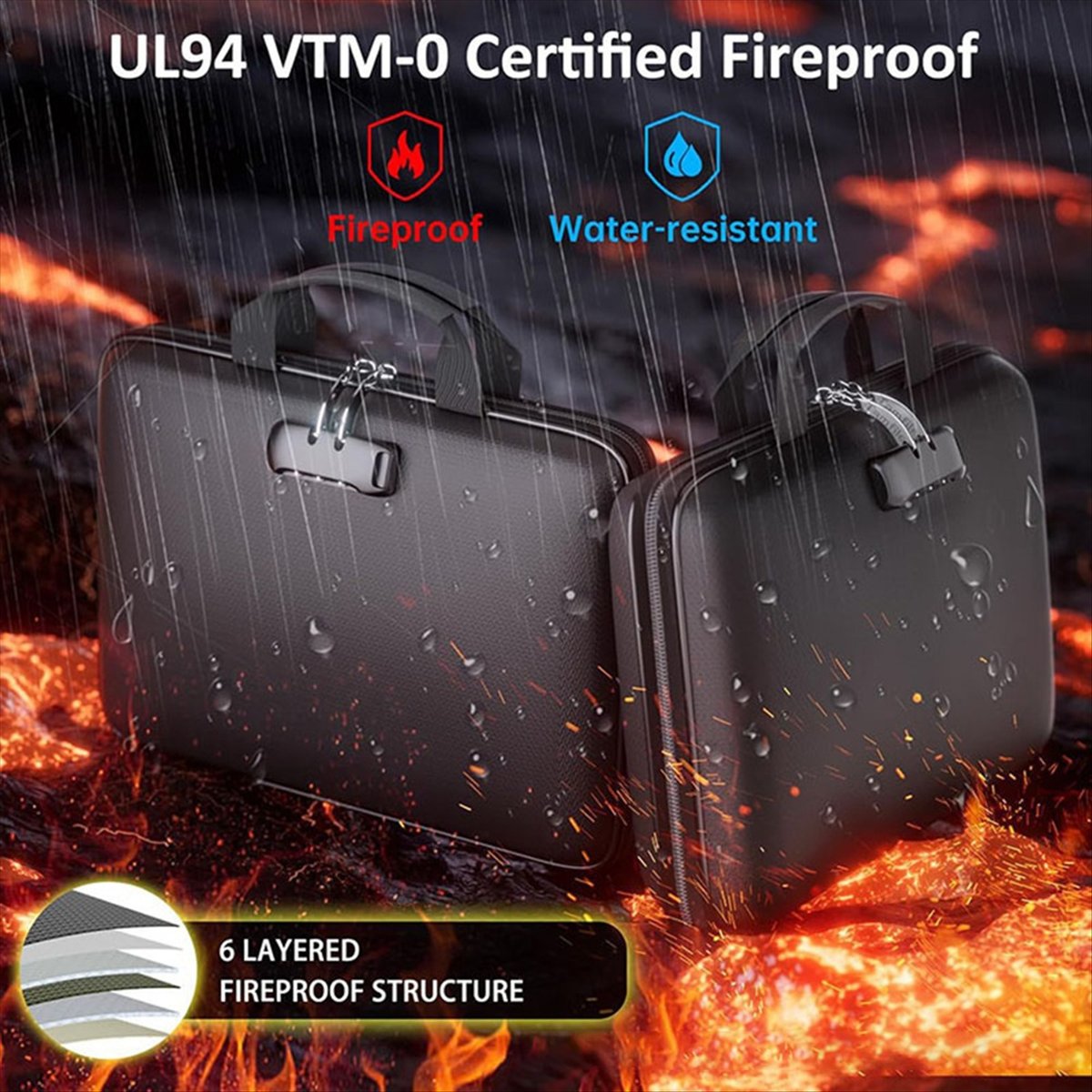Fire Safe Document - Brandwerende documentorganizer met slot en bestandsmap,